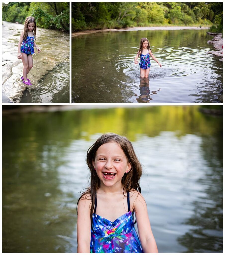Girl swimming in Bull Creek in Austin, Texas