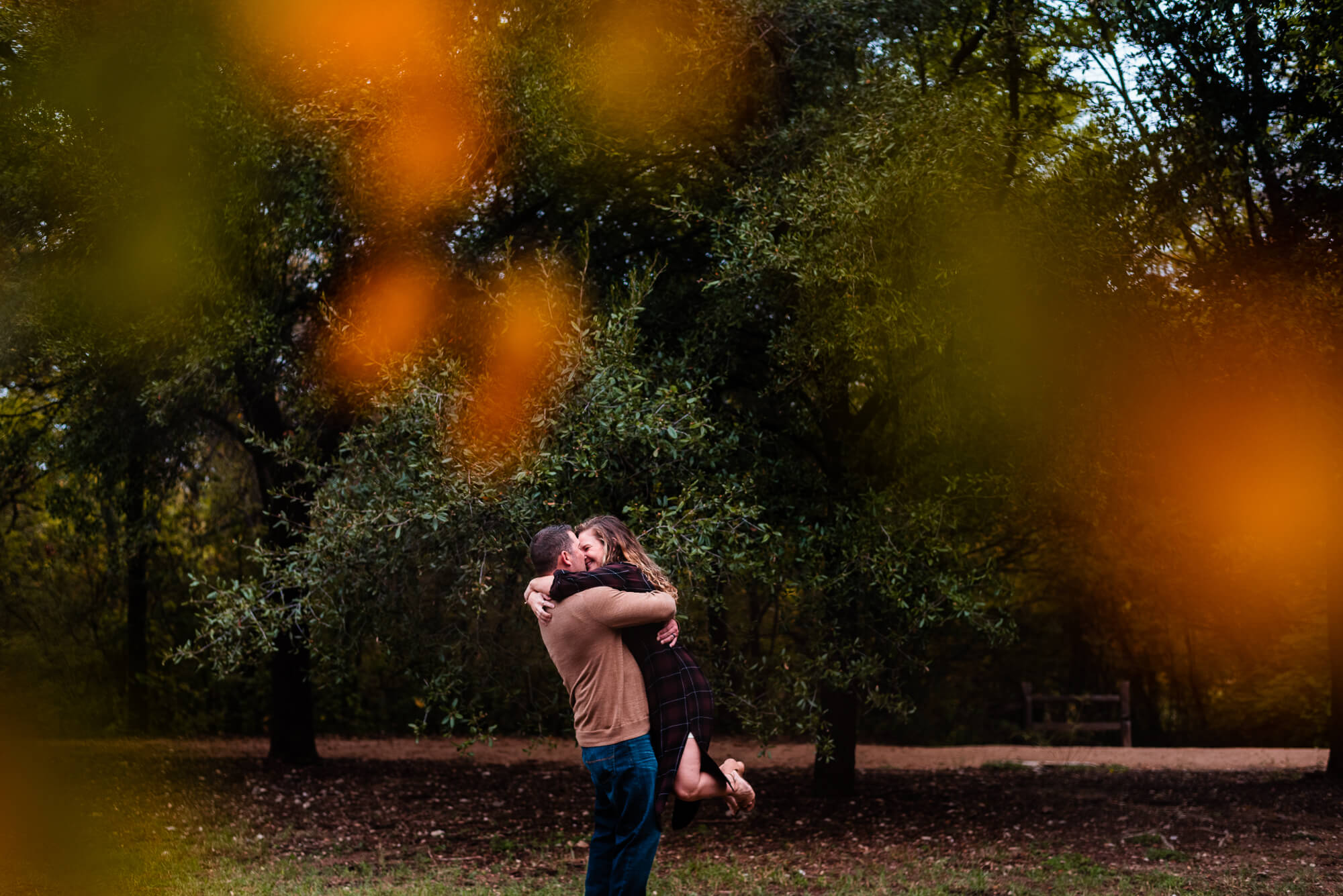 fall engagement session at red bud isle in austin texas