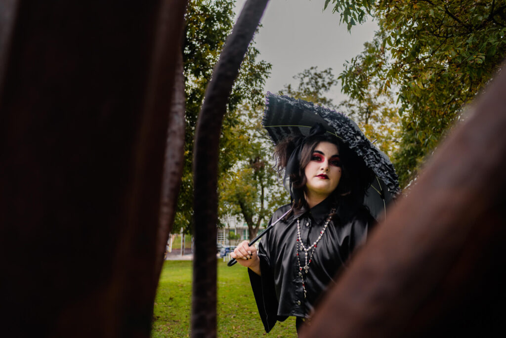 senior photo at dimension gallery sculpture park in austin texas