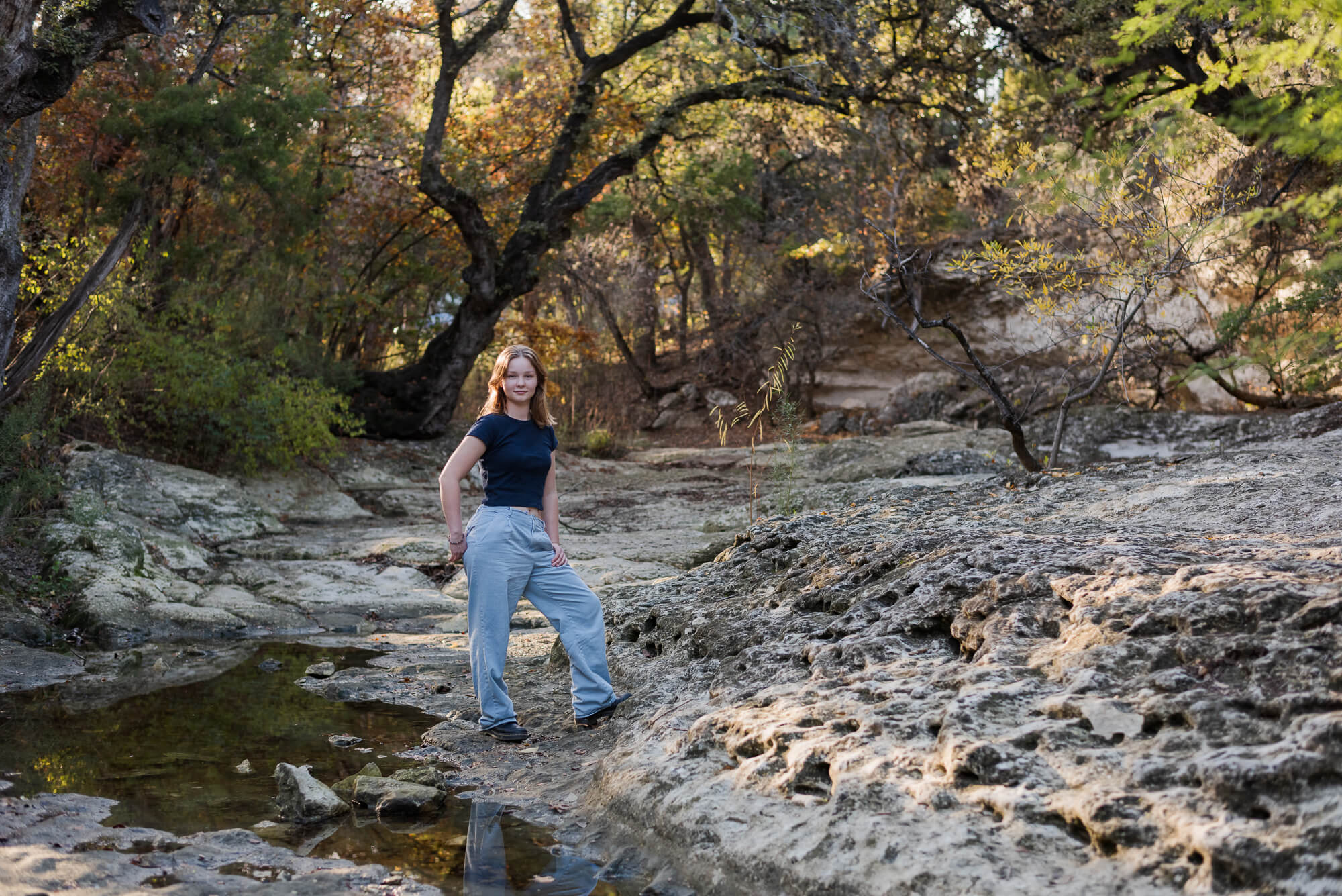 girl posing for senior photo in austin texas