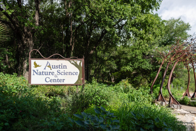 Entrance sign at austin nature and science center