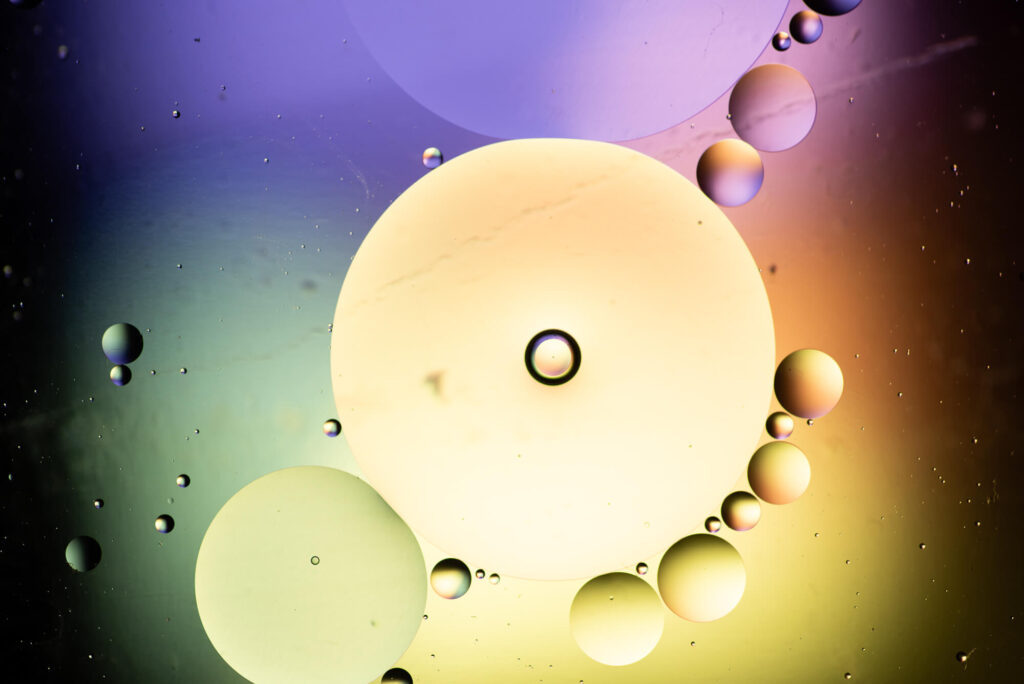 colorful image of oil and water macro photography